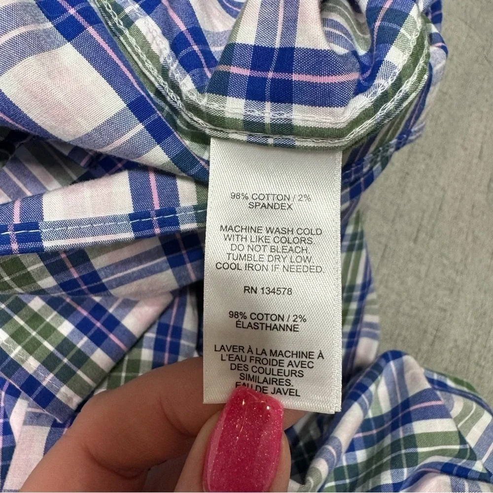 Vineyard Vines Men’s Stretch Poplin Check Button Down Shirt Blue Cloud Size XXL